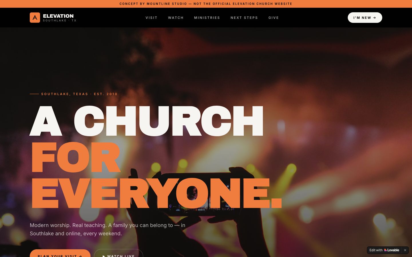 Church website concept preview