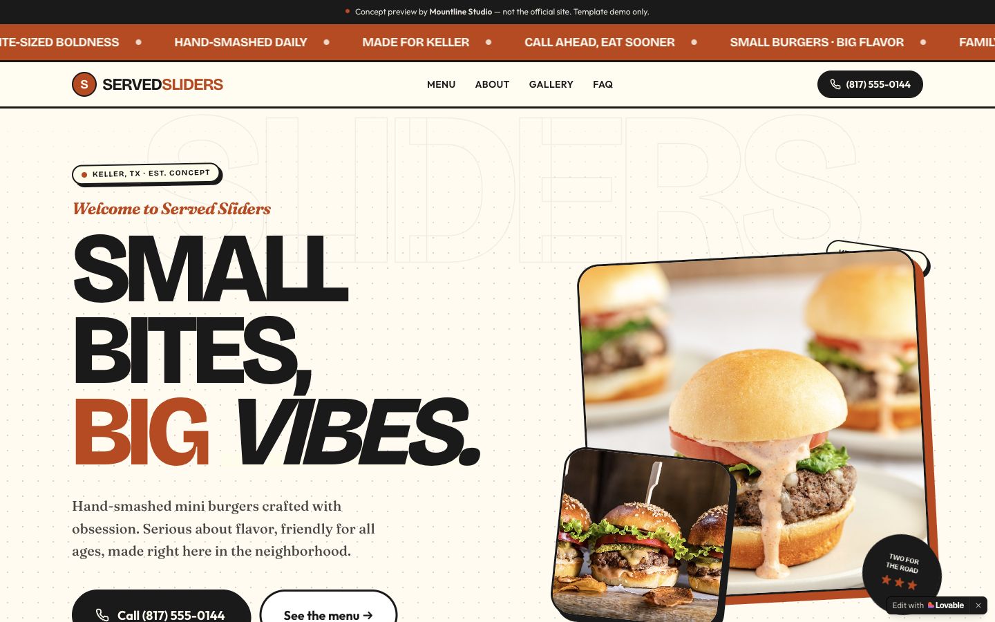 Restaurant website concept preview